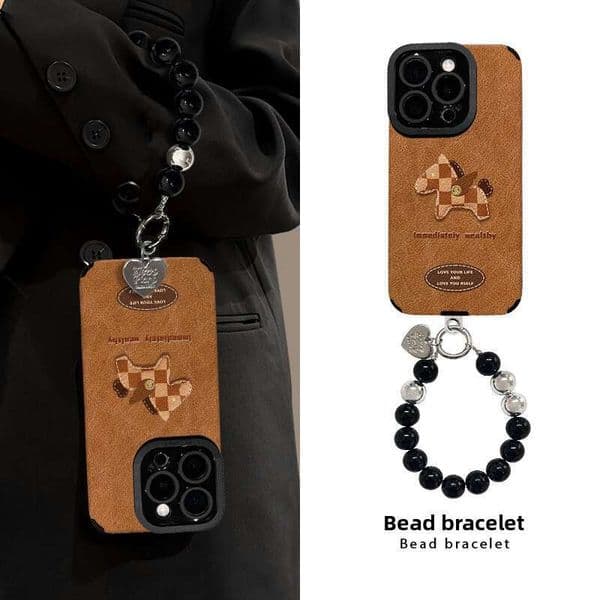 Plaid Pony Chain Case For Apple 15 Pro Max Iphone 17 Autumn Winter 14 Silicone Sheepskin 16 Women Iphone 17 Pro Case Designer Phone Case
