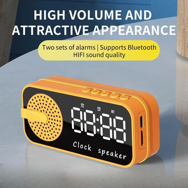 2025 New Desktop Wireless Bluetooth Speaker Mirror Digital Alarm Clock Portable Card Insertion Gift