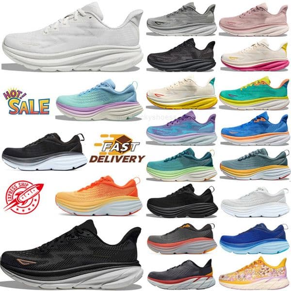 Hokamen Black Friday Discount Running Shoes Men Women Sneakers Clifton 9 Bondi 8 Rocket One Pink Triple Black White Blue Grey Mens Womens Outdoor Trainers Sneakers