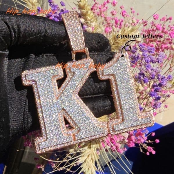 Copper Inlaid Moissanite Spliced Number Letter Pendant Necklace Trendy Brand Personality Hip Hop Mens Pendant Accessory