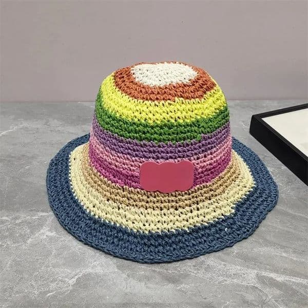 Straw Designer Bucket Fashion Summer Sunhat Beach Sun Hat Men Women Wide Brim Hats Raffia Cap Brand Outdoor Sunbonnet Casual Caps 718