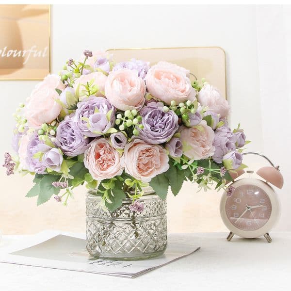 Artificial Ranunculus Bouquet Silk Fake Flowers Wholesale for Table Centerpiece Home Wedding Bouquets Party Table Indoor Decor Floral Arrangement Vase Filler