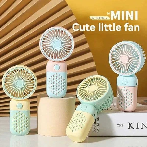 New handheld charging fan cartoon cute elementary school student charging small fan portable mini USB fan mini pocket color fan W250403