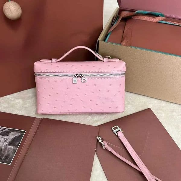 Cosmetic Bags 10A Womens Classic Box Designer Portable Ostrich Pattern Shoulder Leather Quilted 45678218 Cross Luggage Mini Luxury Makeup Bag 19Cm