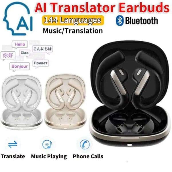 AI With 144+ Languages 5.4 Wireless Earbuds Touch Control BT Translation Headset For Travel & Business