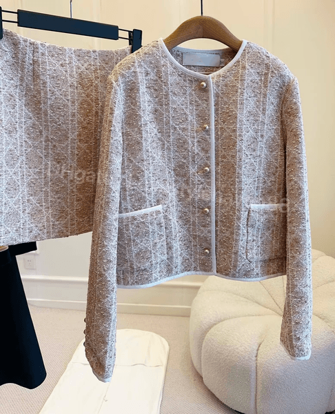 Dress Womens designer clothing Designer dress high-end quality 2025 new cherry blossom pink plaid pearl buckle coat A word half skirt pink tender Dai Fei rattan plaid