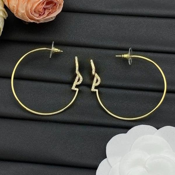Hoop Earrings Designer Diamond Letter Hoop Earrings Women's Luxury 18k Gold and Silver Plated Earrings High-Quality Party Jewelry Gift