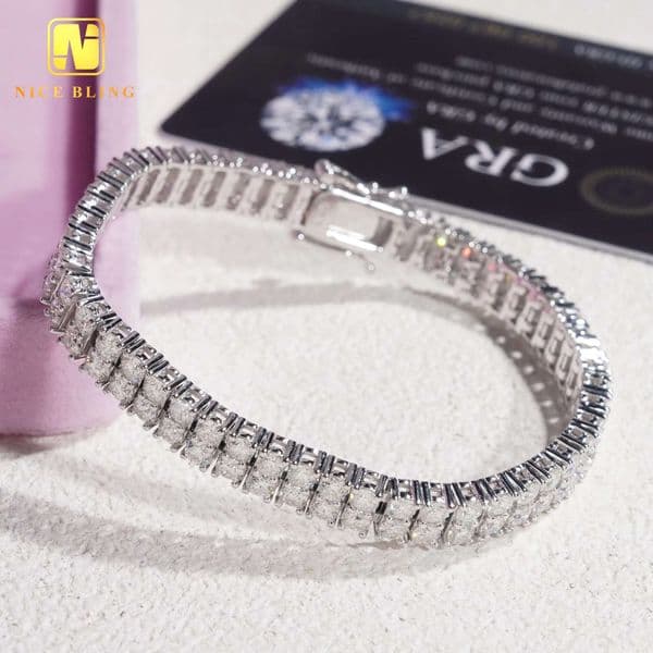 Fashion Jewelry Bracelets 925 Silver Hip Hop Tennis Bracelet Men Women Double Layer 3MM VVS Moissanite Diamond Tennis Bracelets