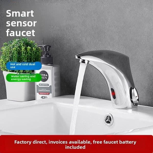 Smart All-Copper Countertop Faucet Fully Automatic Single Cold and Hot Sensor Commercial Basin Hand Washer