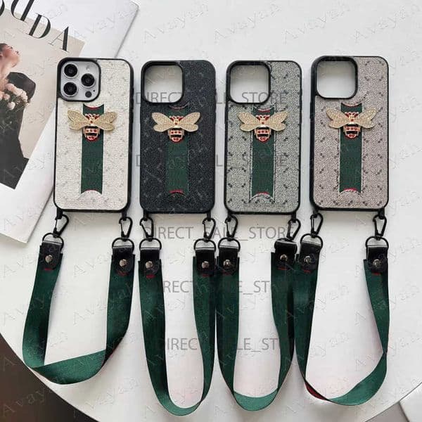 Cell Phone Cases Luxury 3D Bee Leather Phone Case for iPhone 17 Air 16 15 Plus 14 14pro 13 13pro 12 Pro Max 11 Handbag Style Back Protection Bumper Luxury Cover