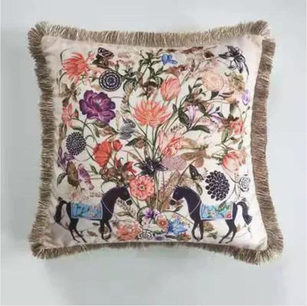 new Double-sided flowers Print Tassels Cushion Cover Sofa Decorative Throw Pillow Cases