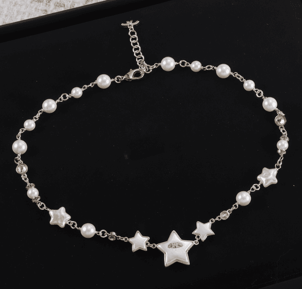 Fashion Star Charm Chokers Necklace Luxury Designer Pearl Chain Necklaces for Women Wedding Party Jewelry High Quality Brand Jewelry Gift