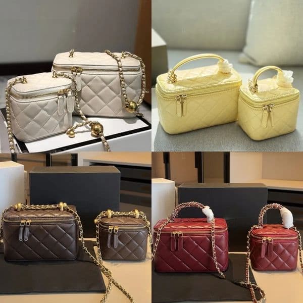 Designer 458 Mirror Cosmetic Bags With Chain Strap Crossbody High Quality Leather Womens Make Up Small Handbag Mini Makeup Bag Vanity Case
