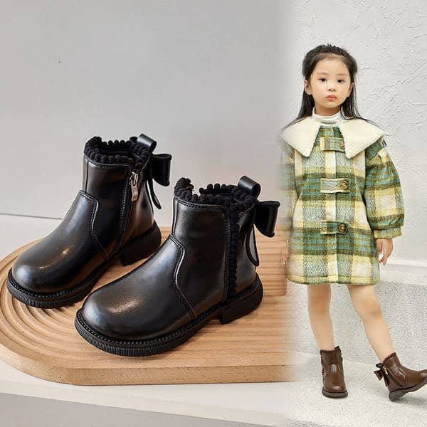 2025 Girls' boots children's short boots children's shoes girls' shoes bow princess boots versatile casual shoes