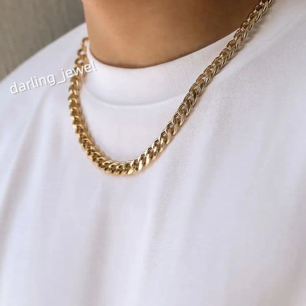 Simple Stainless Steel Cuban Chain Necklace for Men Gold Color/Black Metal Chain On The Neck Choker Jewelry Party Male DIY Gift