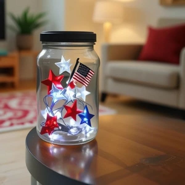 Independence Day Celebration Decorative USA American Flag Star String Mixed Copper Wire Light