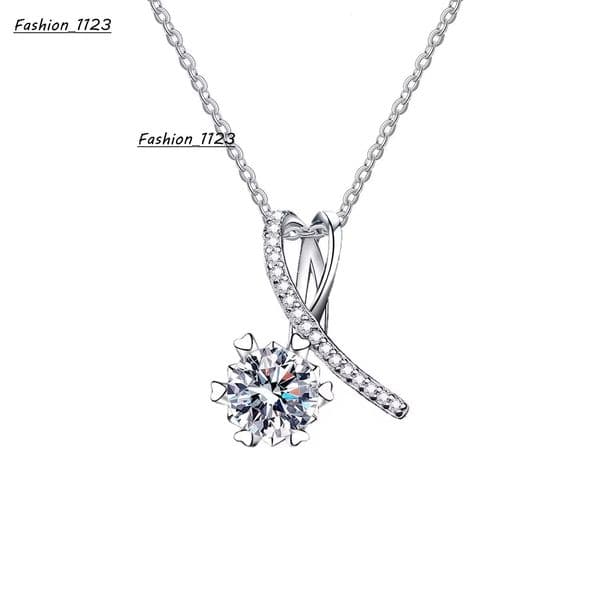 Luxury Jewelry Brilliant Cut Diamond Moissanite Necklaces White Rose Gold Real 925 Silver Chain 1ct for Women