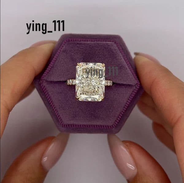 14K yellow Gold Radiant Cut Lab Grown Diamond Engagement Ring 1- 5ct CVD diamond ring Lab Diamond Engagement Ring Halo Ring IGI