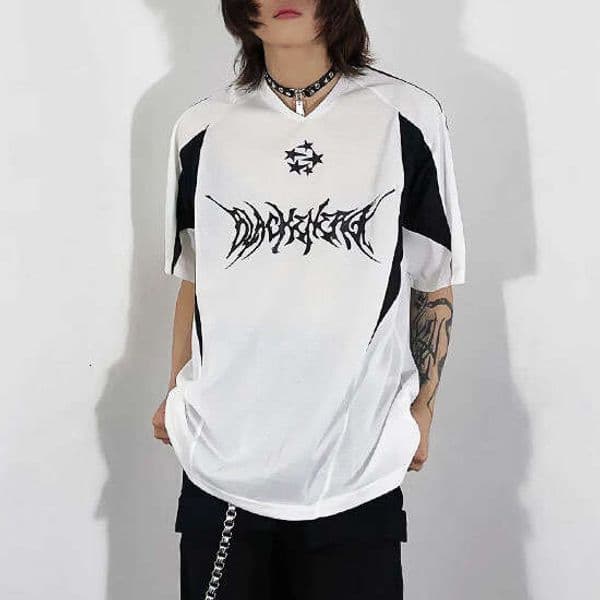 Black and white color blocked 3D printed unisex summer breathable sportswear