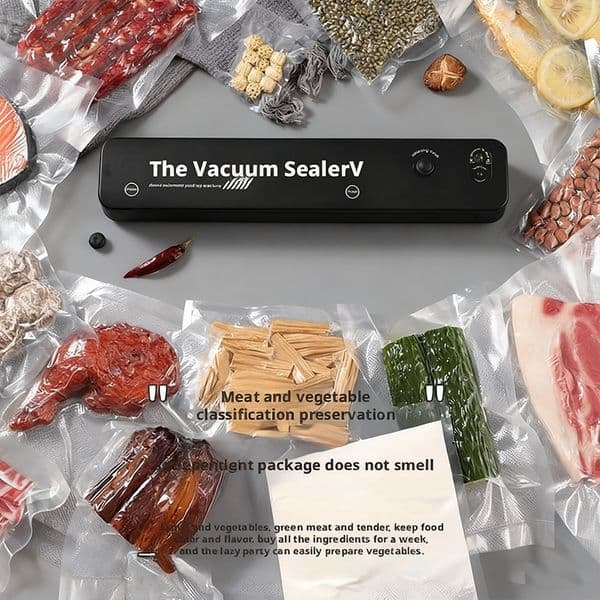 Automatic Kitchen Food Vacuum Sealer Machine with Plastic Bags Preserve Freshness Compact Food Sealing Machine for Home