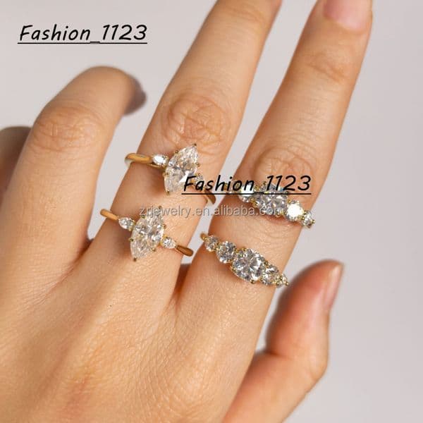 Classic S925 Silver Sterling Total Moissanite Jewelry Rings 1ct Round Cut Gold Diamond Wedding Moissanite Ring