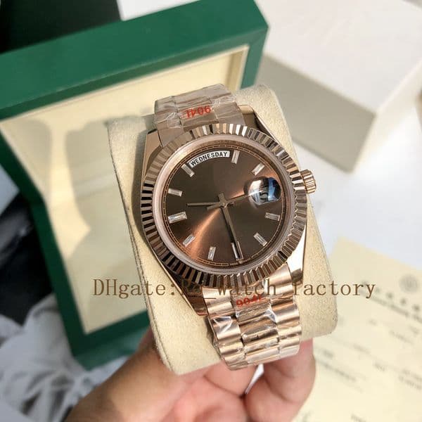 Luxury mens watch 18k Rose Gold Plated Featuring Self-Winding Technology, Water Resistance, Diamond Details, and Comfortable Stainless Steel Ban41mm