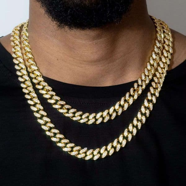Qian Jian Fashion Jewelry Gold Plated Ice Out Silica VVS Graca Chain Necklace