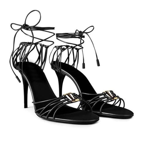 Narrow Band Metal buckle decoration Stiletto Heel Sandals Ankle strap wrapped luxury designer sandals 9.5cm for women's dinner dresses and shoes Bring box