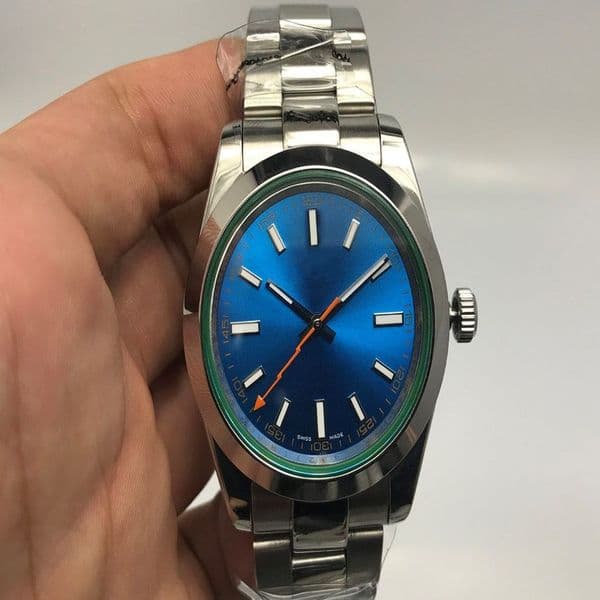 Mens Watches Self-Winding Mechanical Movement Blue Dial Sapphire Glass Concealed Folding Crown Clasp Men Watches 40MM 3004