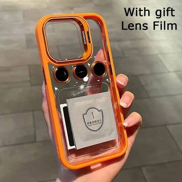 Metal Ring Protector Stand Phone Case For IPhone 17 16 15 14 13 12 Pro Max Camera Glass Lens Protection Transparent Cover