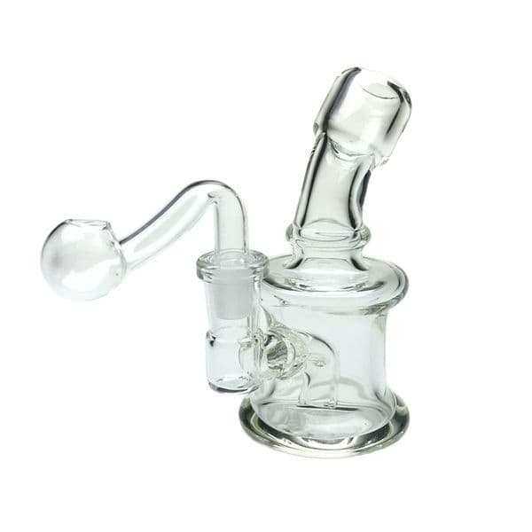 Goodsstore 3.5 Inch Thick Glass Oil Burner Bong Water Pipe with 2 Pcs Glass Head Clear Funny Smoking Accessories