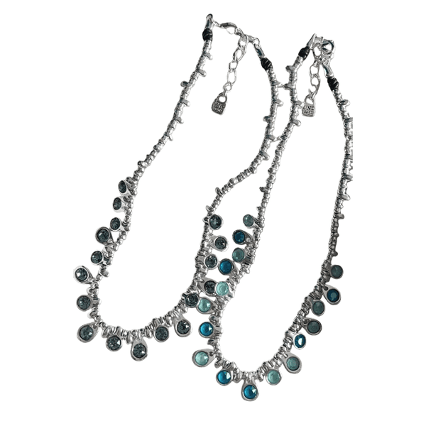 2025 Top selling UNO Colored Water Drop Blue Crystal Necklace, Light Luxury, Small niche Design, Valentine's Day Gift, Daily Matching, Fashion Trend