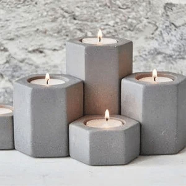Decorative Industrial Style Concrete Votive Holders