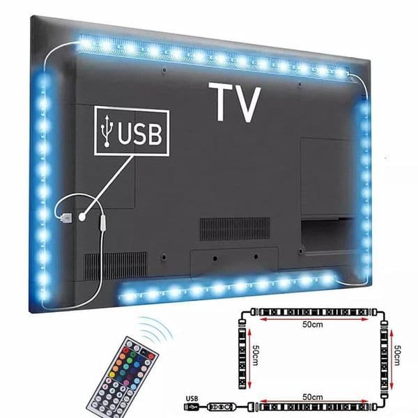 Christmas Christmas TV Backlight USB 5V Power 4 50cm 2 x 100cm RGB Flexible Strip light 2m 3m White / Black PCB Background LED Tape ddmybear ddmytues