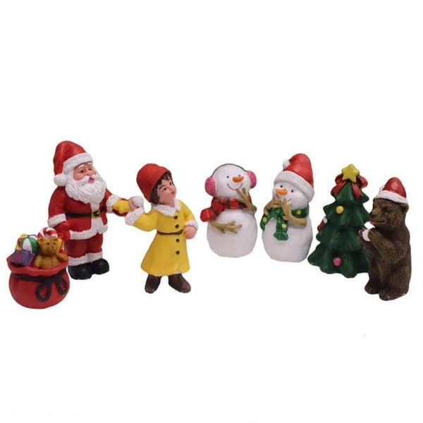 Christmas Miniatures Figurines Xmas Tree Santa Claus Snowmen Bear Micro Landscape Doll House Moss Terrarium Fairy Garden Decor ddmytues