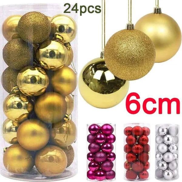 Christmas 24Pcs 6CM Big Ball Decorations Hanging Tree Pendant Ornaments Xmas Home Party Decor 2026 New Year Accessory ddmytues