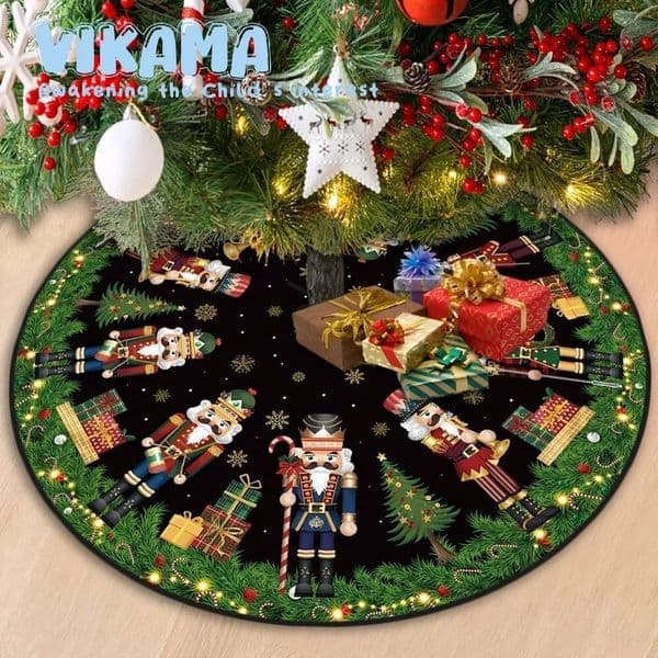 Christmas VIKAMA Tree Skirt, Festive Pleated Decorations, Home Party Accents, Classic Holiday Season Decorations ddmytues