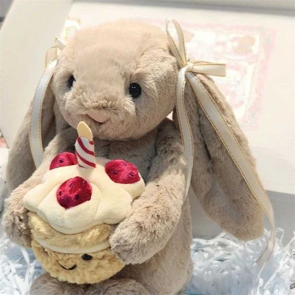 2026 Christmas Gift 25 New Cake Holding Bonnie Rabbit Plush Toy Cake Rabbit Plush Doll Heart Rabbit Cute Plush Toy Black Friday Big Sale