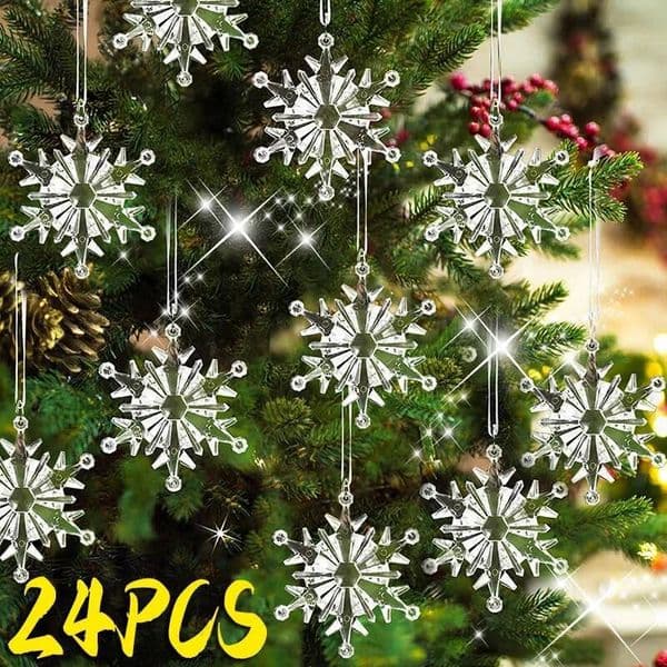 Christmas Acrylic Pendant Transparent Crystal Snowflake Xmas Tree Hanging Ornaments DIY Home New Year Party Decoration ddmytues