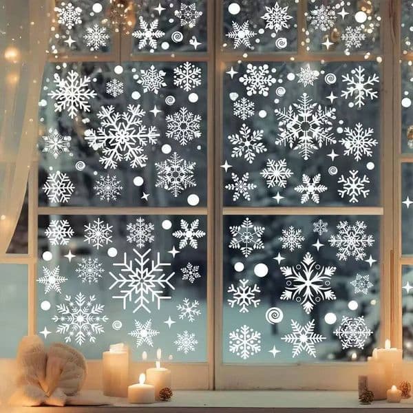 Christmas Runtow Snowflake Window Stickers 2025 Merry Decor for Home Xmas Gifts New Year Party Decoration ddmytues
