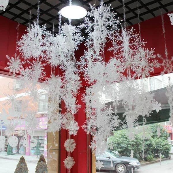 Christmas 3Pcs/set Ornaments Glitter Fake White Snowflake DIY Xmas Tree Hanging Pendents New Year Home Party Decor ddmytues