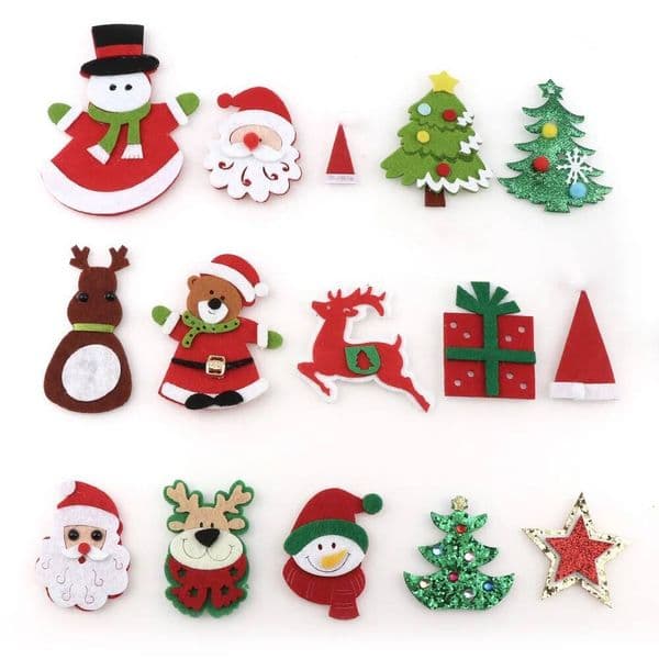 Christmas Fashion Snowflake Tree Gift Star Patchse Diy Craft Accessory Handmade Patch For Clothes Hat Felt Applique ddmytues