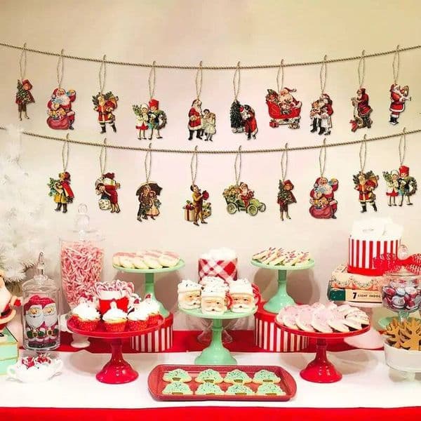 Christmas 15 Bohemian-style decorations, Victorian Santa Claus hanging decorations ddmytues