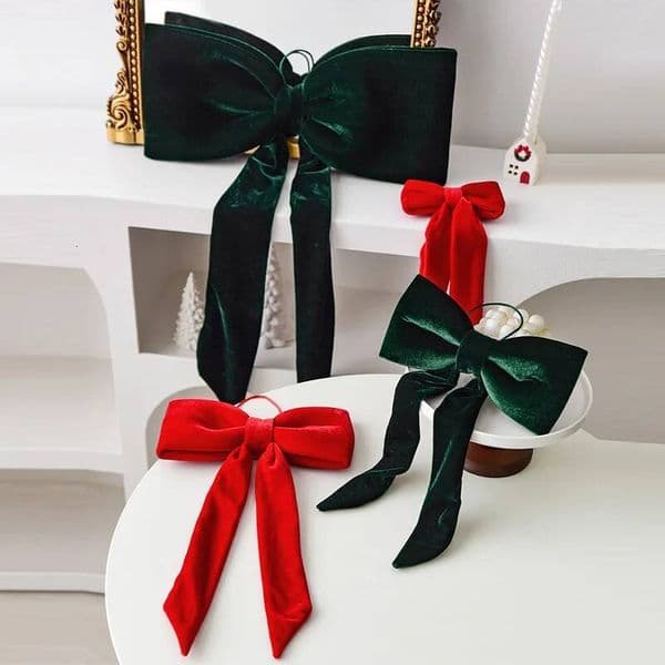 Christmas Decorations Long Velvet Bow Tree Pendant Window Display Decoration Clearance Sale ddmytues