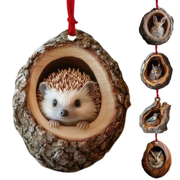 Christmas New Animal Ornaments 2D Flat Acrylic Bird Owl Squirrel Bunny Pendant Tree Decoration Xmas Hanging ddmytues