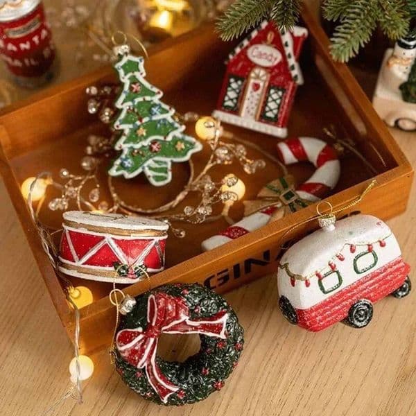 Christmas Colored Shaped Ball Tree Gift Bag Car House Snowman Garland Pendant Decor ddmytues