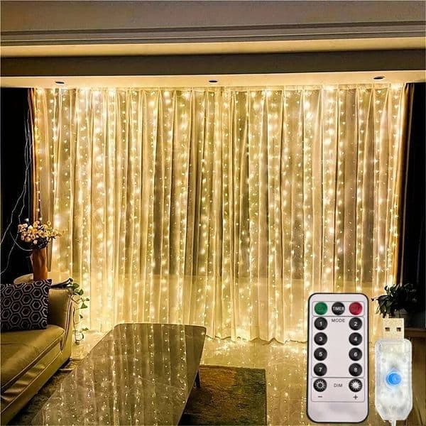 Christmas USB with remote control fairy lights LED curtain light string suitable for home bedroom decoration holiday party ddmytues