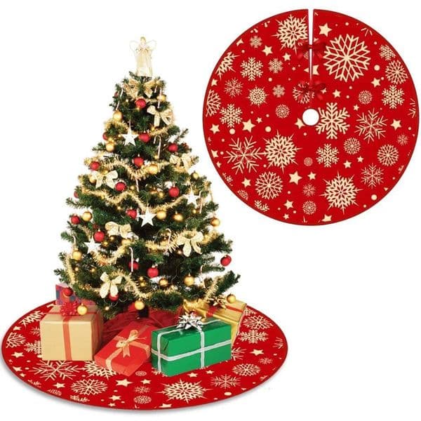 Christmas 90CM Skirts Santa Claus Printed Xmas Bottom Mat Tree Decoration Indoor Outdoor Decor ddmytues