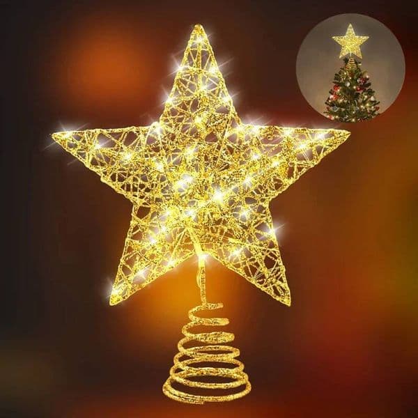 Christmas LED Topper Star Battery Powered Living Room Garden Party Decoration New Year 2025 Tree Lights ddmytues