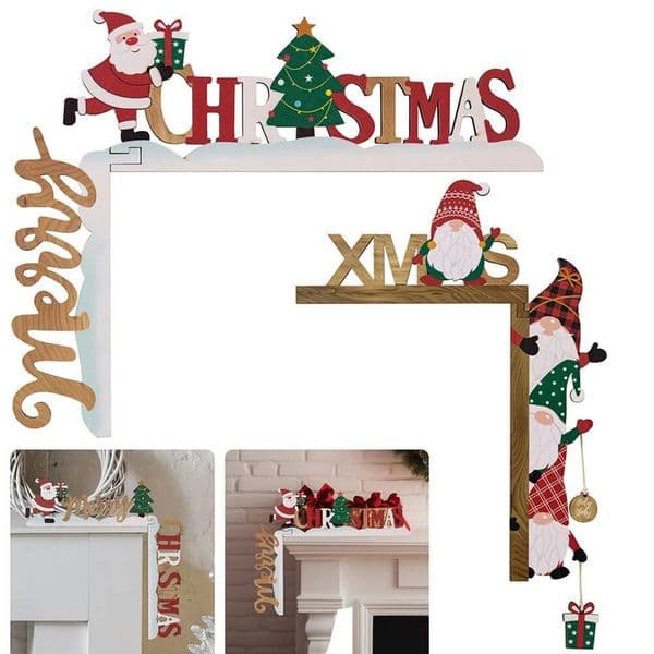 Christmas New Decorations Three-dimensional Wooden Letter Frame Hangings Creative Door Corner Table Ornaments ddmytues